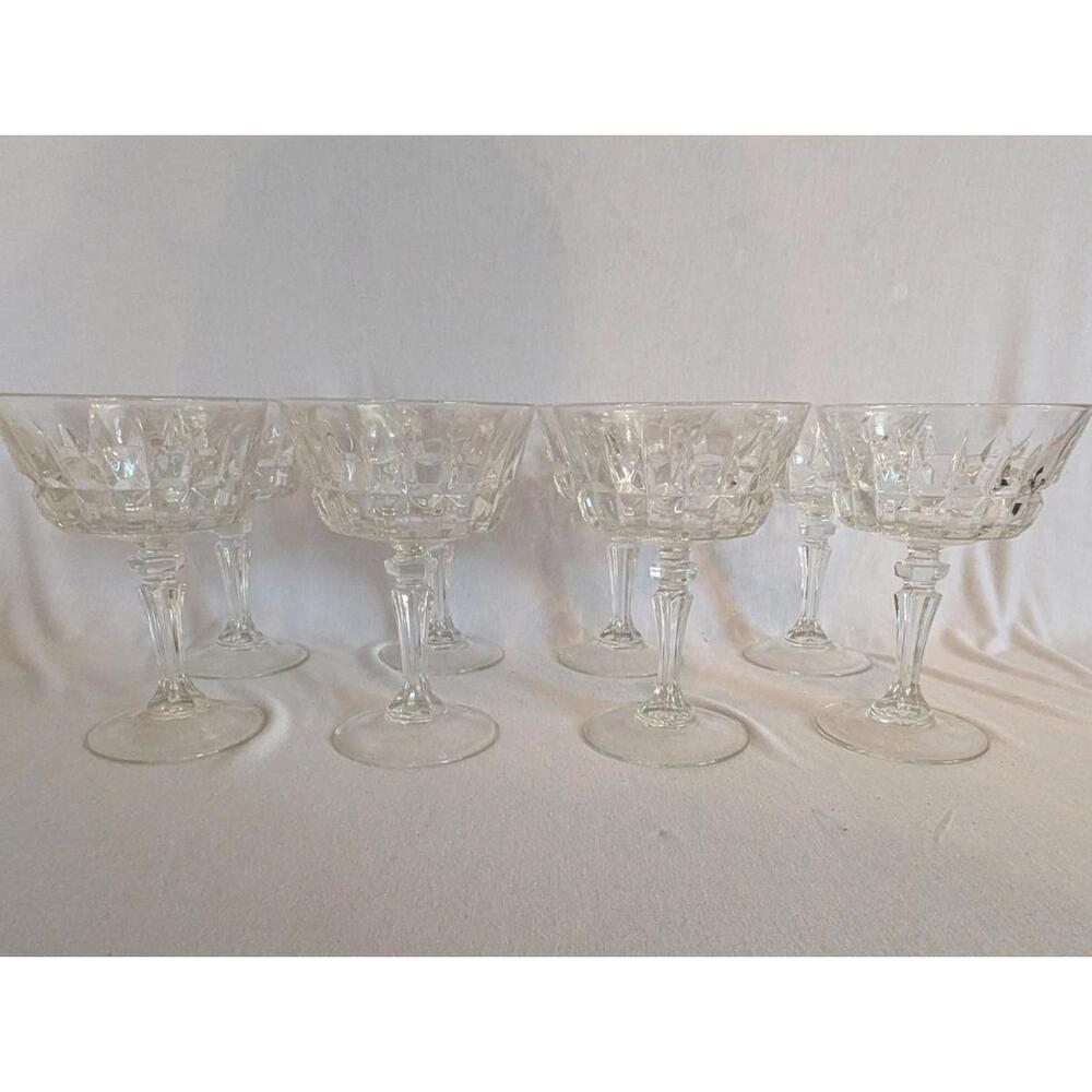 Vintage Lady Victoria  Crystal  8 Champagne Glasses Made In France - Picture 4 of 7